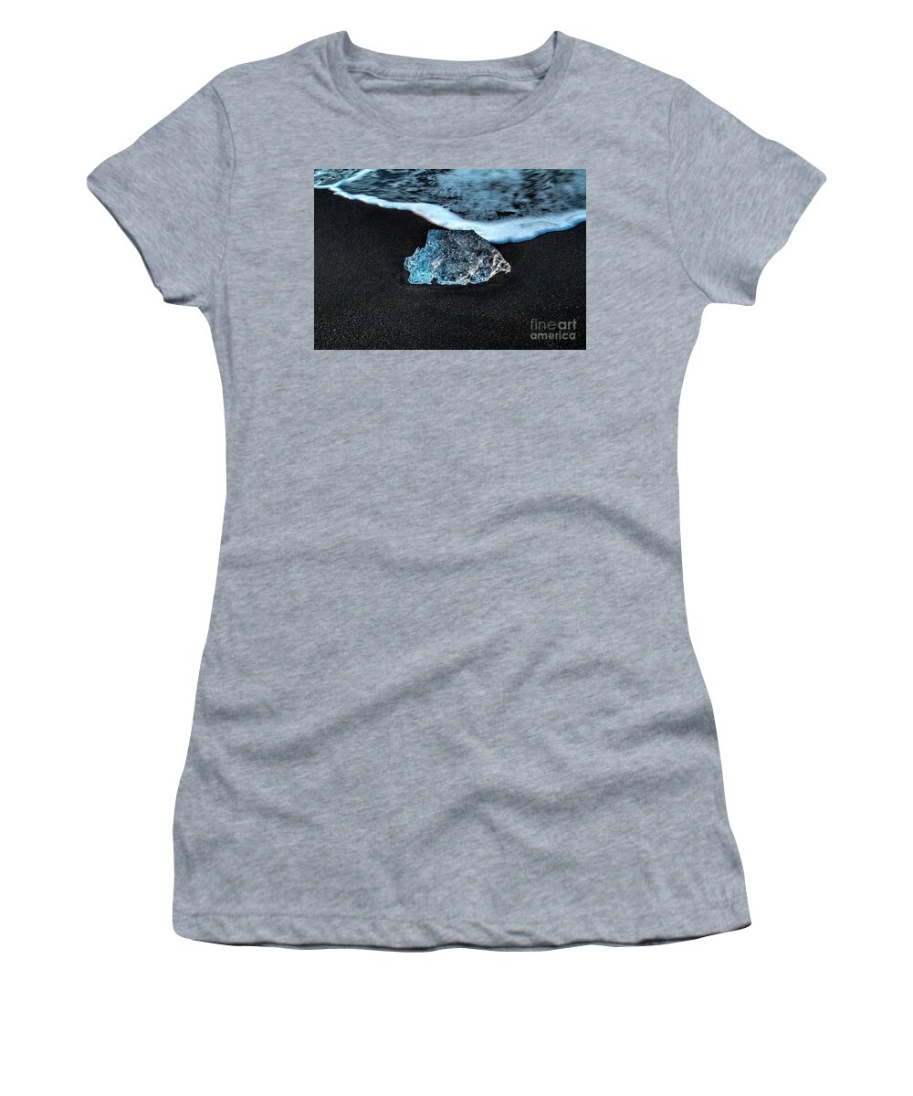 Glacial Beach Ice 1 Women's T-Shirt featuring the photograph Glacial Beach Ice 1 by M G Whittingham