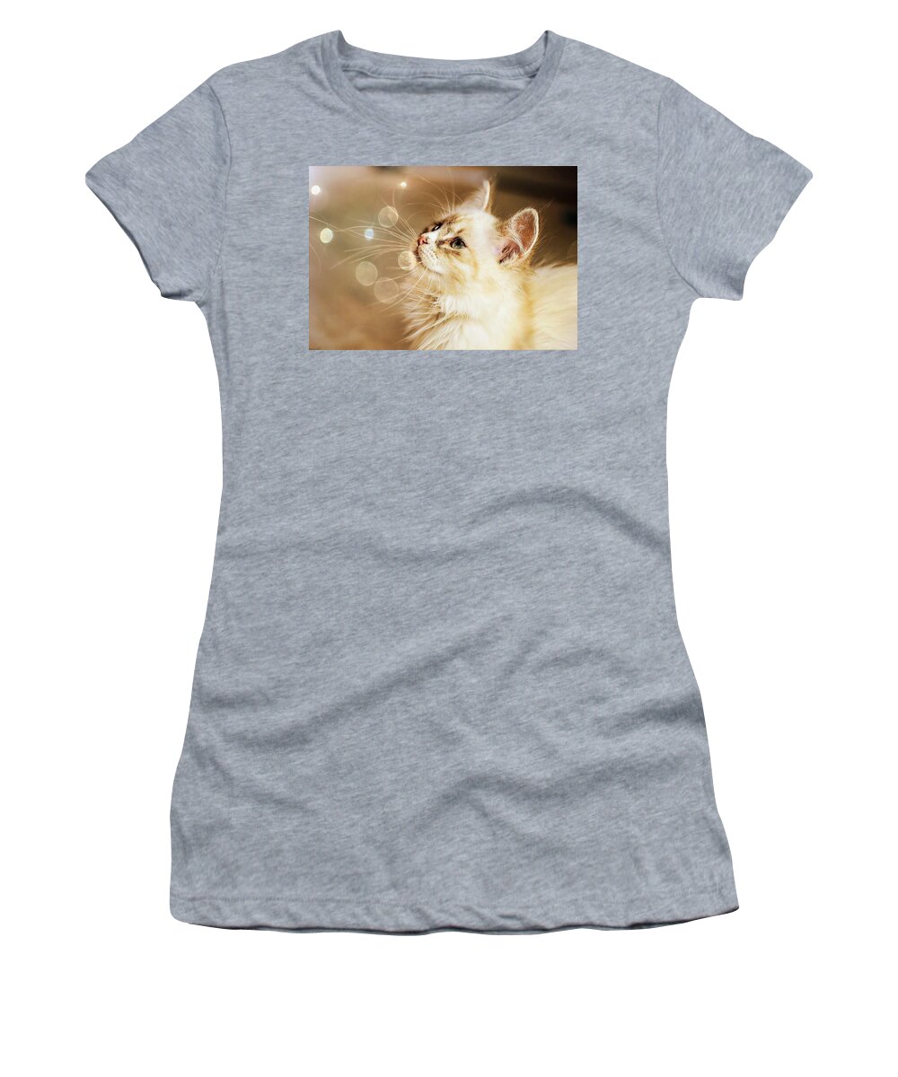 Kitten Women's T-Shirt featuring the digital art Glowing Kitten by Michelle Liebenberg