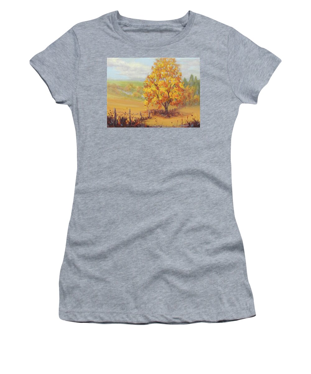 Fall Women's T-Shirt featuring the painting Golden Fall by Karen Ilari