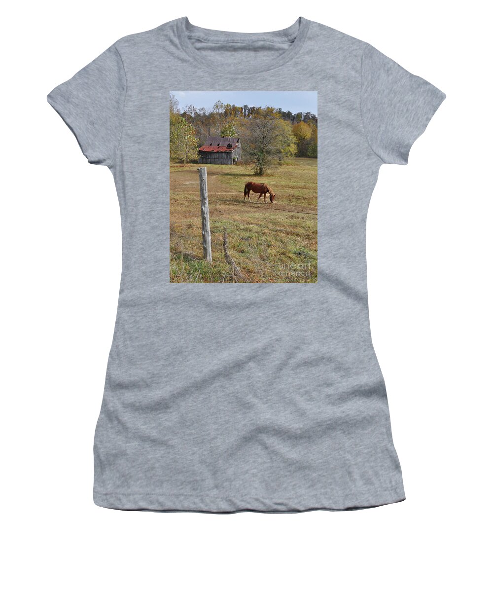 Rural Women's T-Shirt featuring the photograph Grazer by Randall Dill