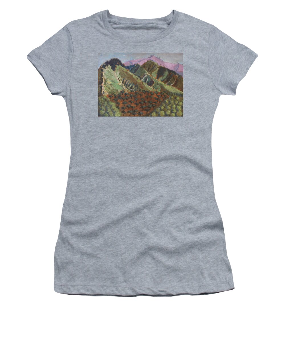 Mountain Women's T-Shirt featuring the painting Green Canigou by Vera Smith