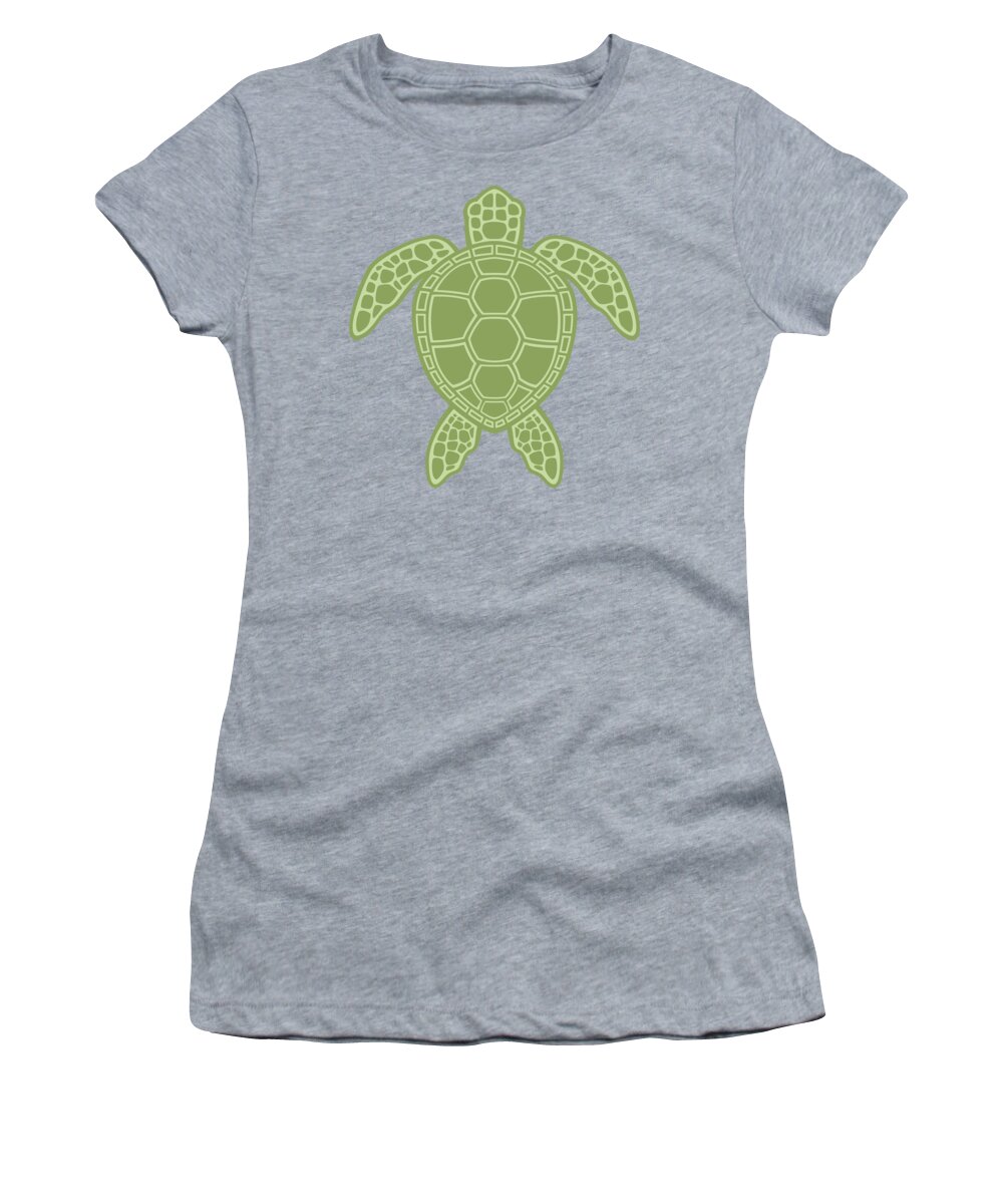 Green Women's T-Shirt featuring the digital art Green Sea Turtle by John Schwegel