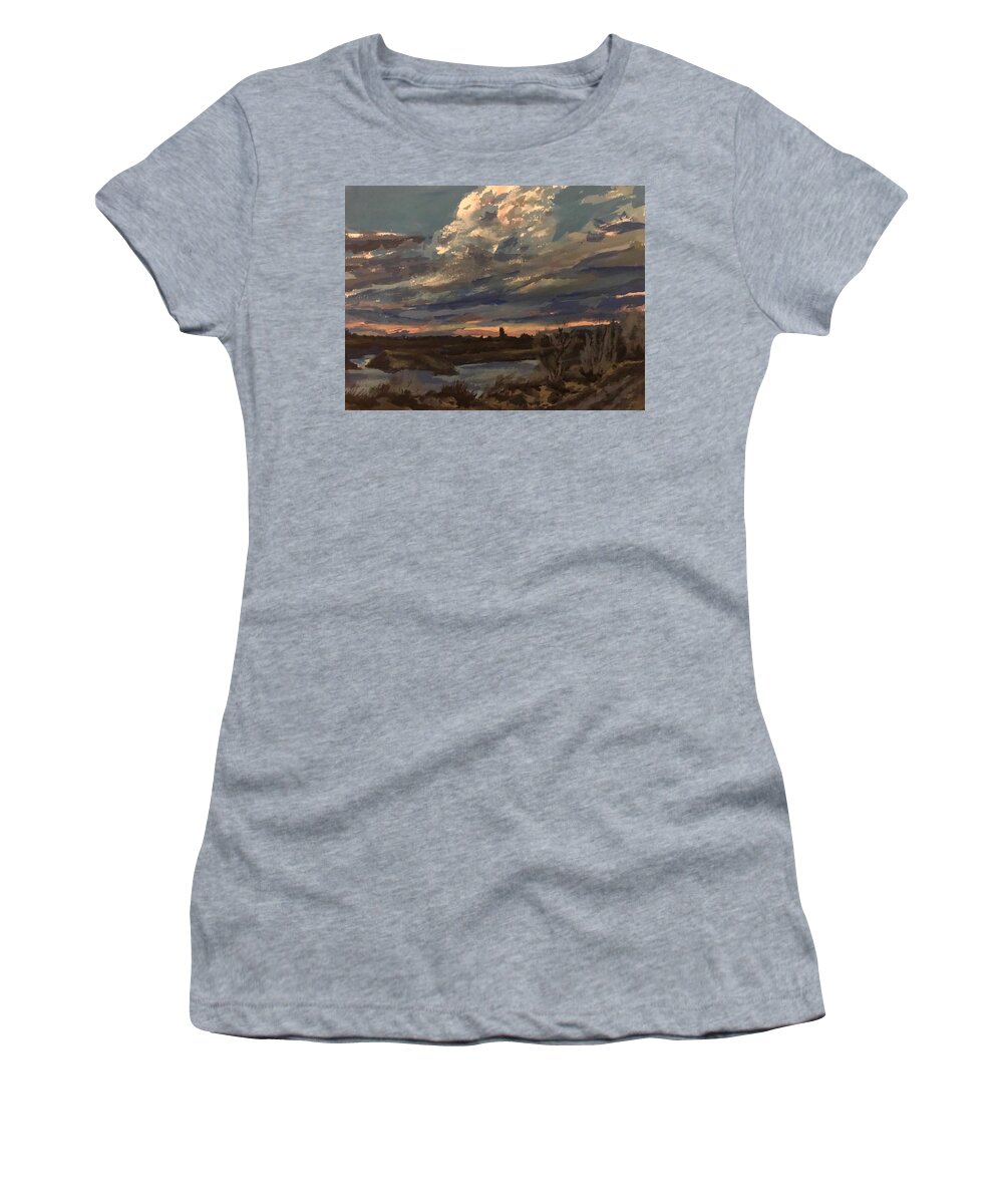 Clouds Women's T-Shirt featuring the painting Greenbelt Cloud study by Les Herman