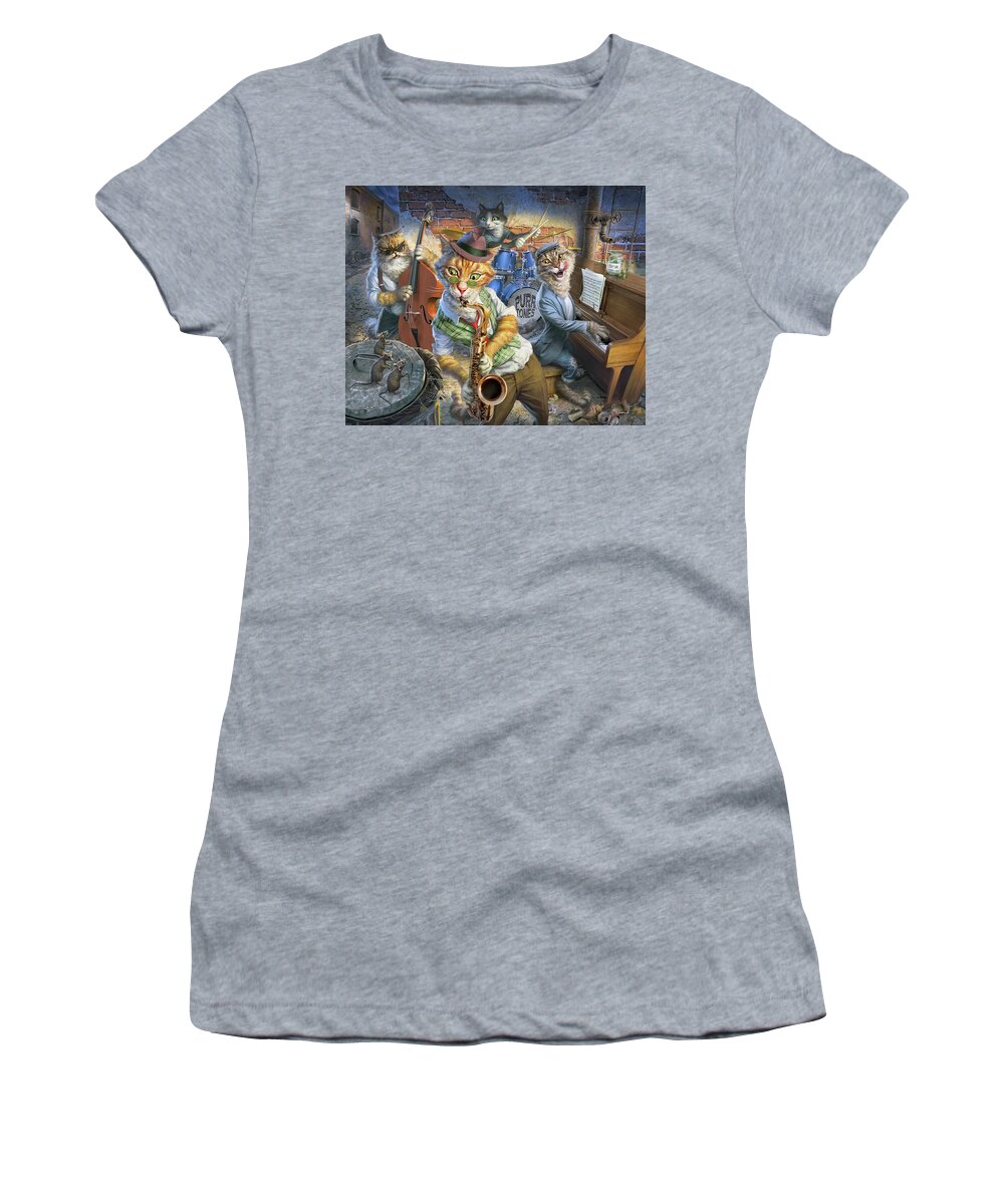 Three Blind Mice Women's T-Shirt featuring the digital art Groupies At Risk by Mark Fredrickson