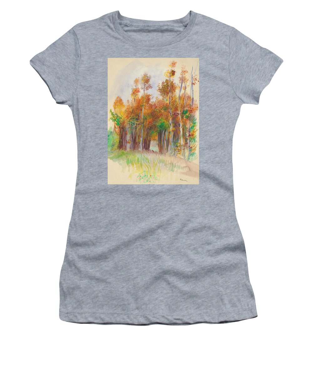 19th Century Art Women's T-Shirt featuring the drawing Grove of Trees by Auguste Renoir