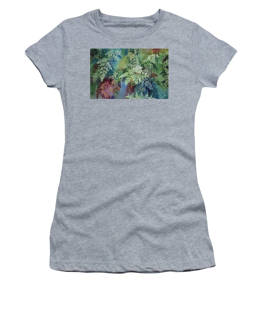Rainforest Women's T-Shirt featuring the painting Veils of Palapalai by Kelly Miyuki Kimura