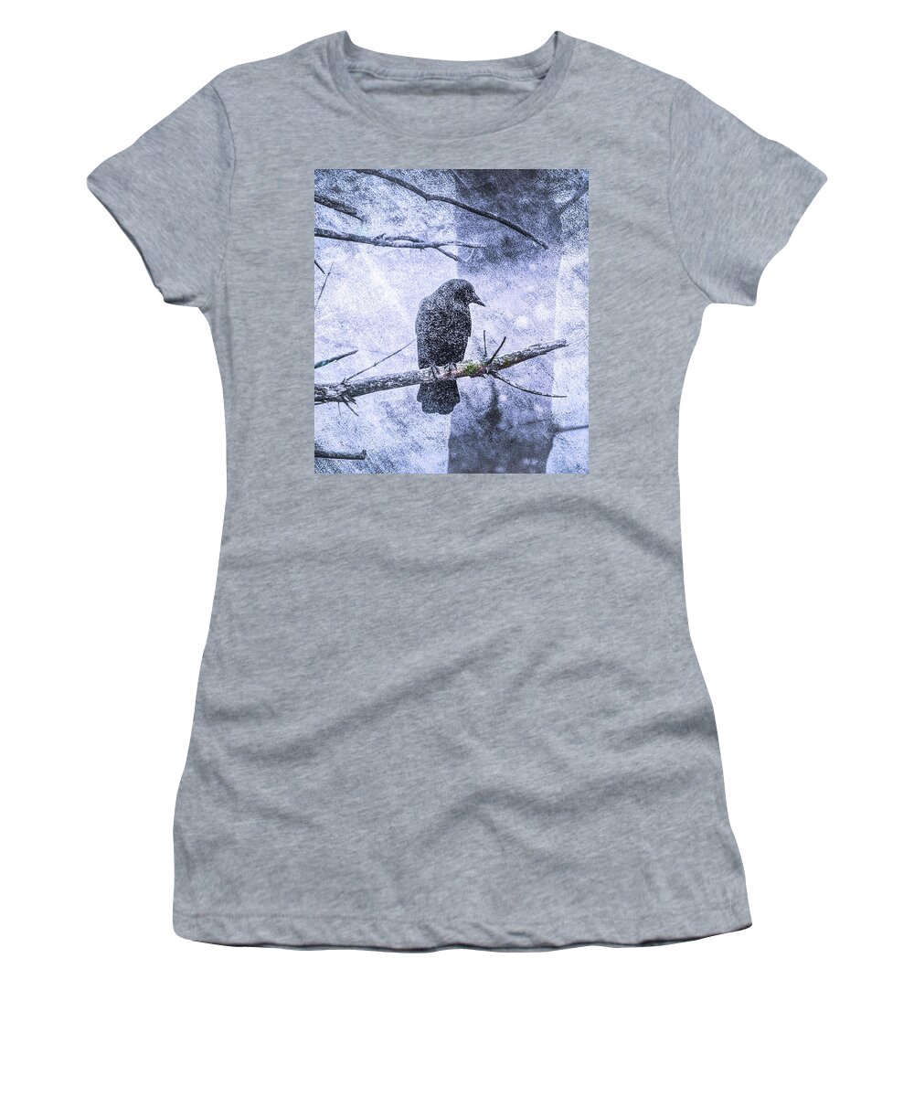 Crow Women's T-Shirt featuring the photograph Guardian of the Forest by Bob Orsillo