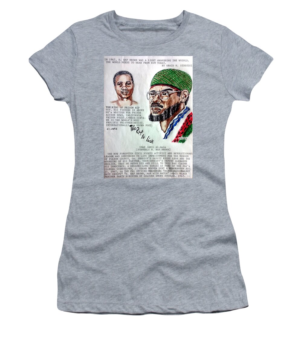 Black Art Women's T-Shirt featuring the drawing H. Rap Brown featuring C-Note by Joedee