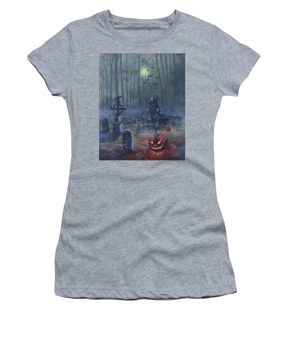 Halloween Women's T-Shirt featuring the painting Halloween Night by Tom Shropshire