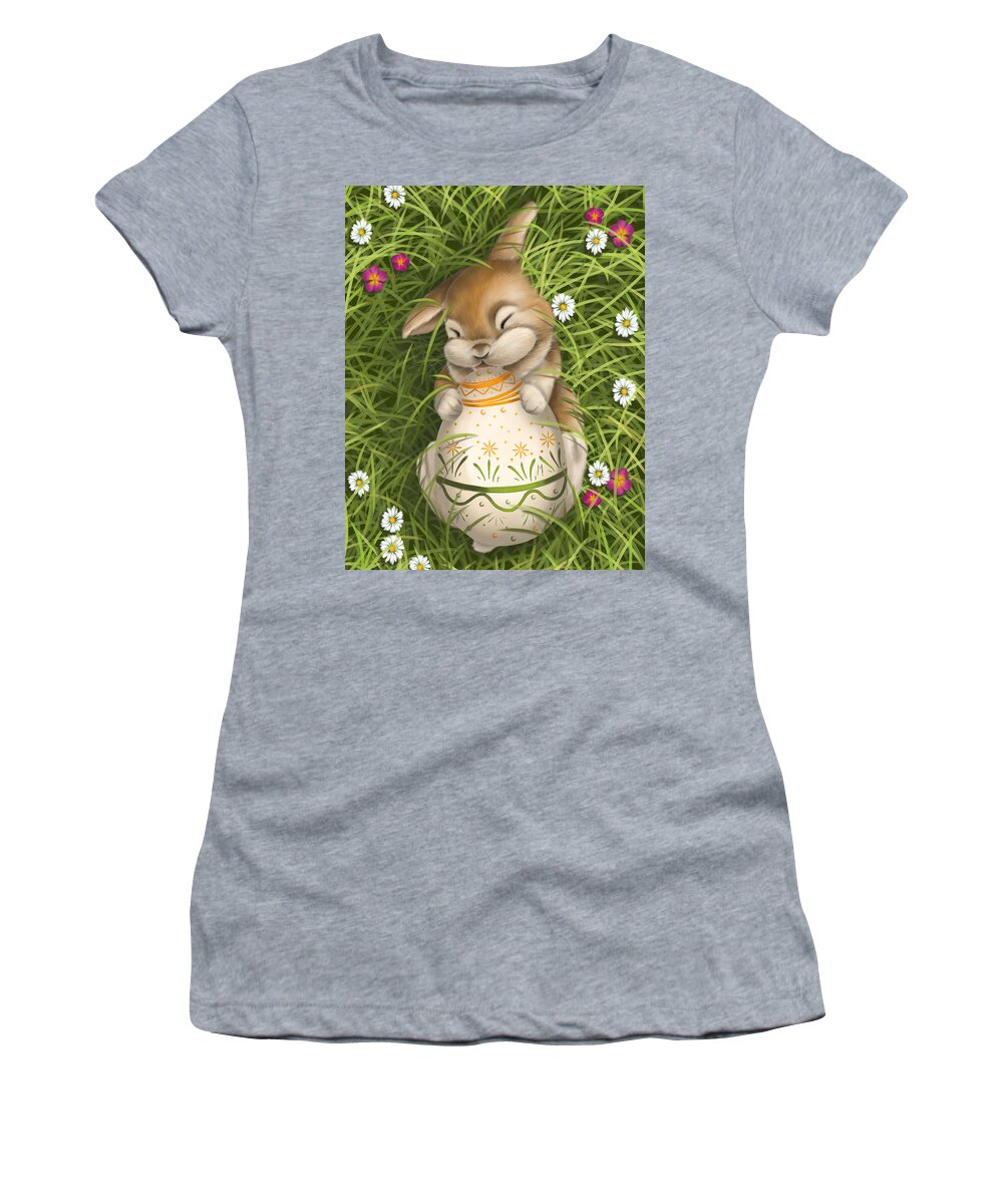 Bunny Women's T-Shirt featuring the painting Happy Easter 2019 by Veronica Minozzi