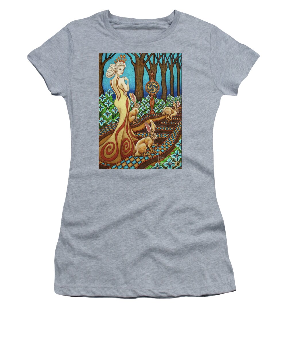 Hare Women's T-Shirt featuring the painting Hare Majesty Returns by Amy E Fraser
