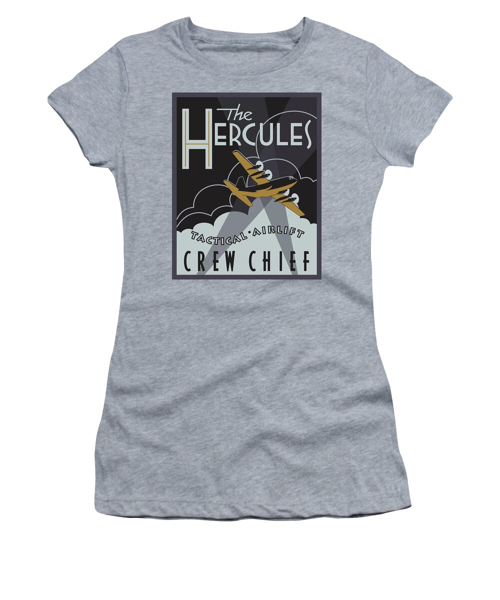 C-130 Women's T-Shirt featuring the digital art Herk Deco - Crew Chief Edition by Michael Brooks