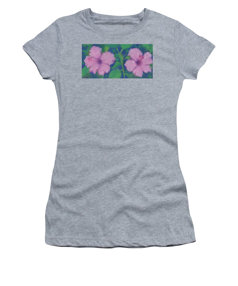Florida Women's T-Shirt featuring the pastel Hibiscus Enchantment by Anne Katzeff