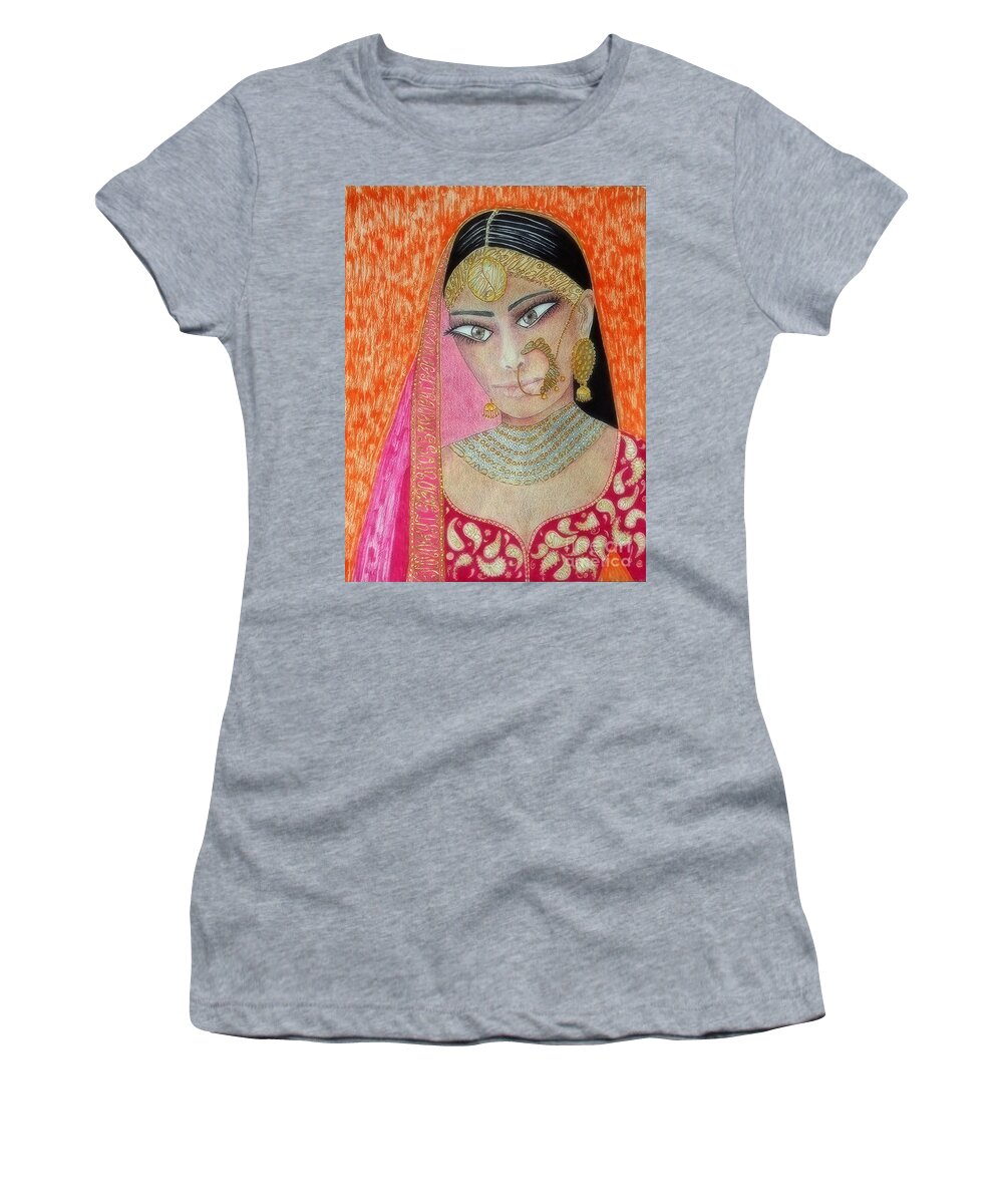 India Women's T-Shirt featuring the painting Hindu Beauty by Jayne Somogy