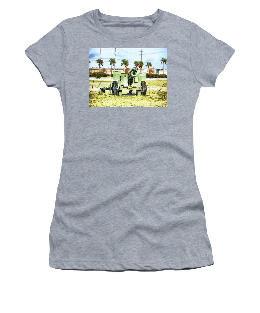 Canon Women's T-Shirt featuring the painting Historic canno by Jeelan Clark