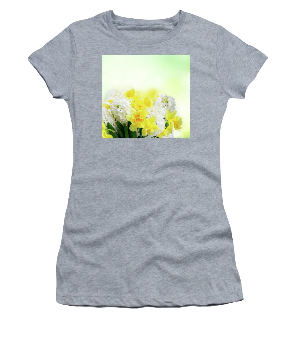 Hyacinth Women's T-Shirt featuring the photograph Hyacinth and daffodils by Anastasy Yarmolovich