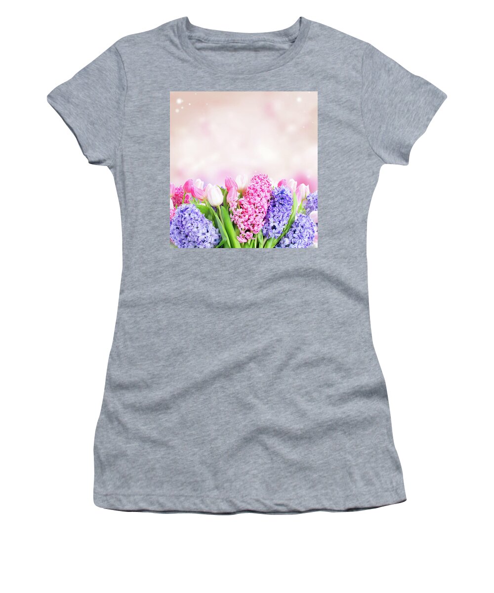Hyacinth Women's T-Shirt featuring the photograph Dreamy Pink by Anastasy Yarmolovich