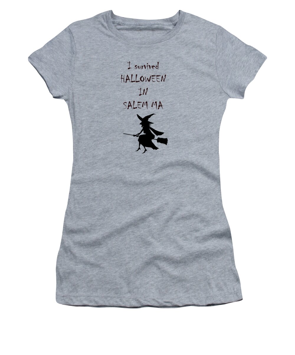Salem History Women's T-Shirt featuring the digital art I Survived Halloween In Salem-1 by Jeff Folger