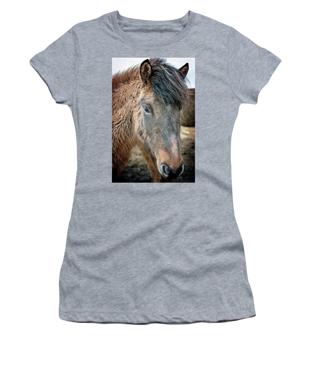 Joan Carroll Women's T-Shirt featuring the photograph Icelandic Horse by Joan Carroll