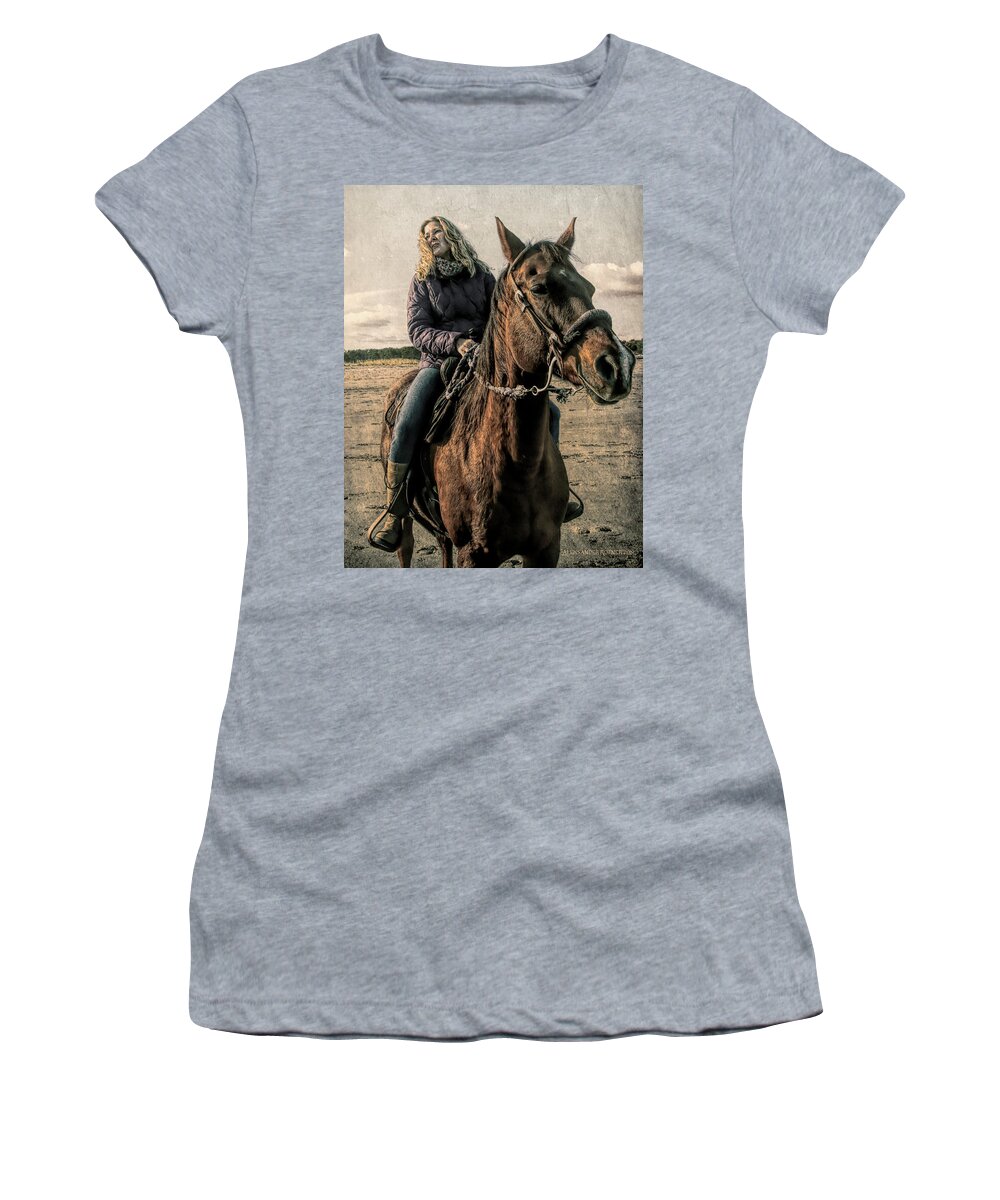 Horse Rider Women's T-Shirt featuring the photograph In the saddle by Aleksander Rotner