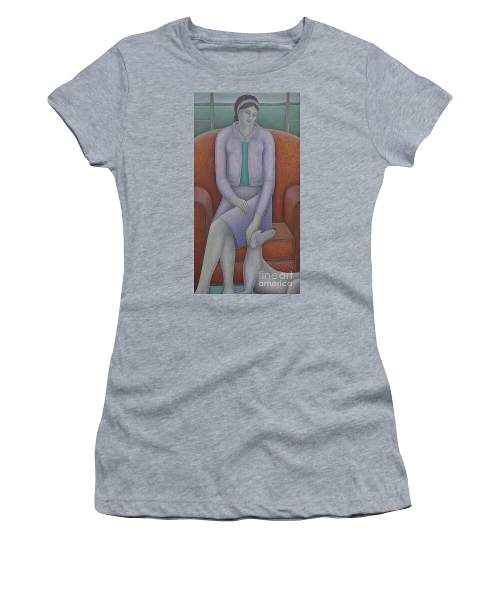 Figure Women's T-Shirt featuring the painting Indulgent Mistress Woman And Dog by Ruth Addinall