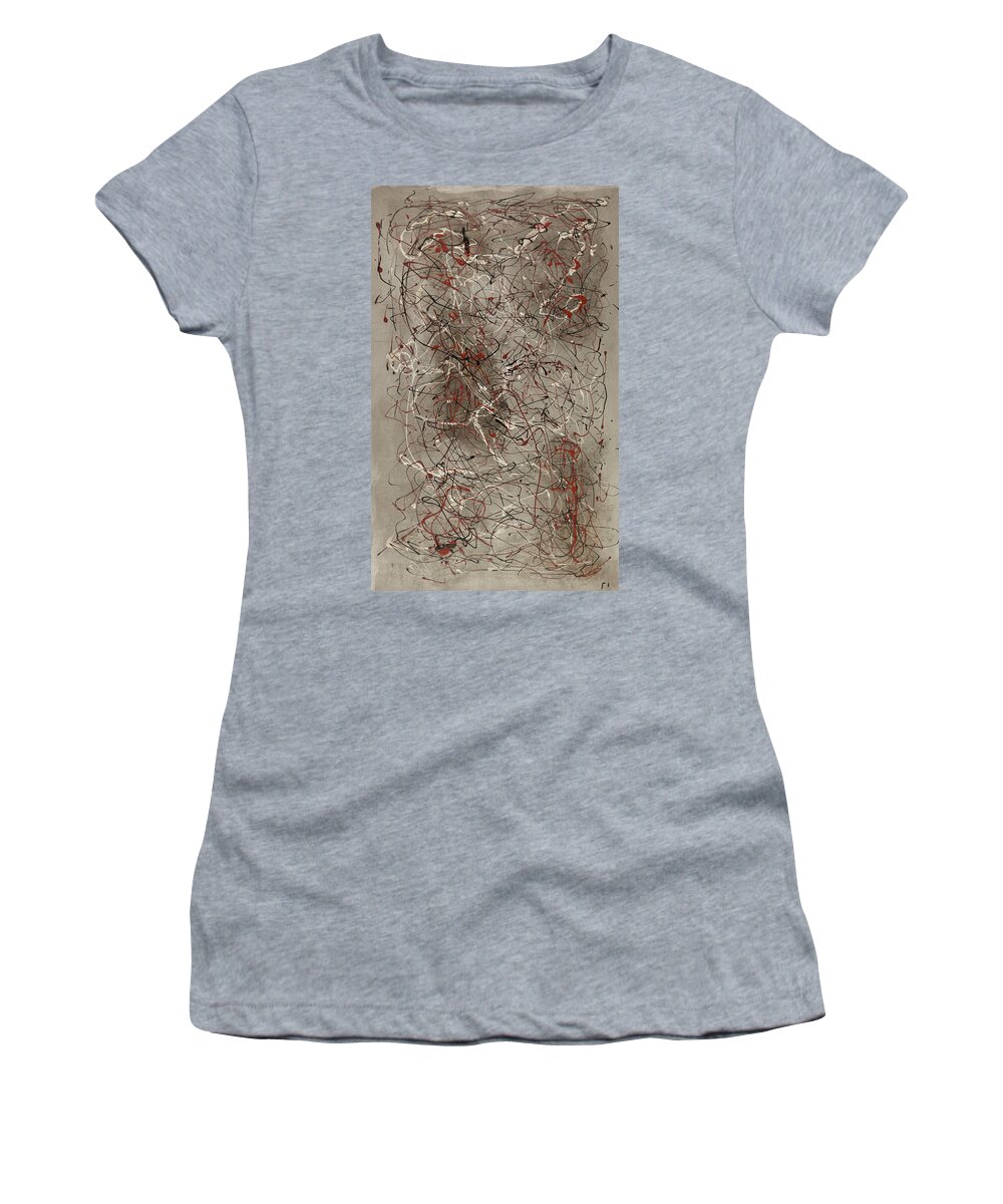  Women's T-Shirt featuring the painting Iota #6 Abstract by Sensory Art House