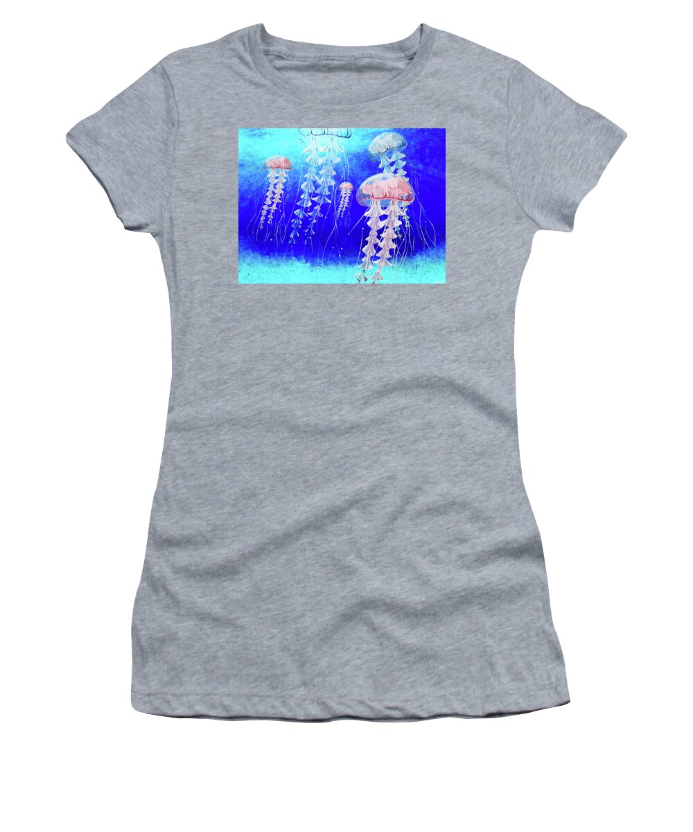 Marine Life Women's T-Shirt featuring the digital art Jelly Bells by Sandra Selle Rodriguez