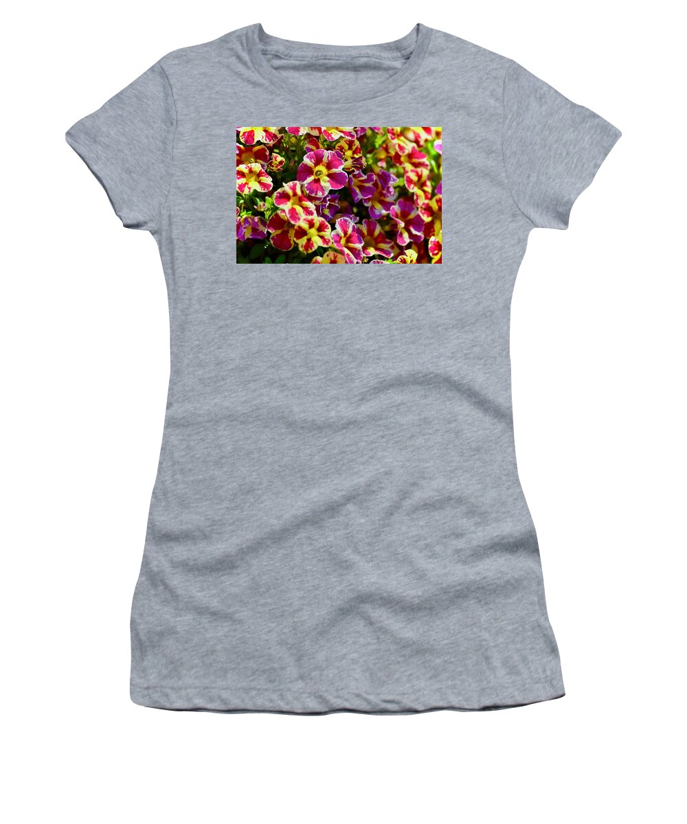 Green Women's T-Shirt featuring the photograph Juicy Colored Flowers by Debra Grace Addison