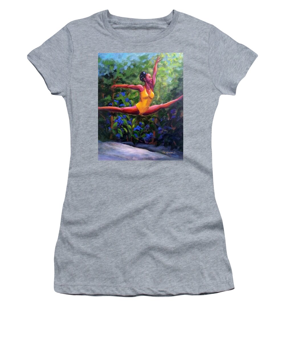 Dancer Women's T-Shirt featuring the painting Jumping for Joy by Rosie Sherman