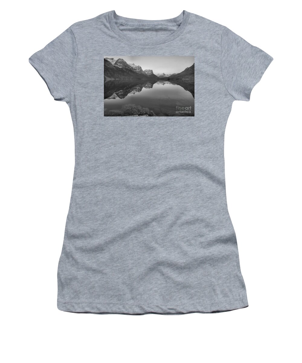St Mary Women's T-Shirt featuring the photograph June St. Mary Sunrise Black And White by Adam Jewell