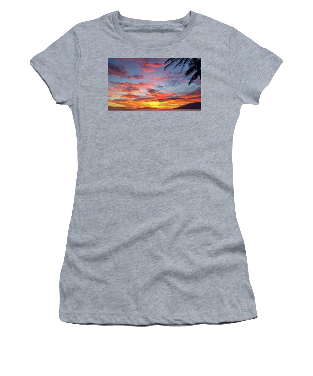 Hawaii Sunset Women's T-Shirt featuring the photograph Kamole Beach Sunset by Chris Spencer