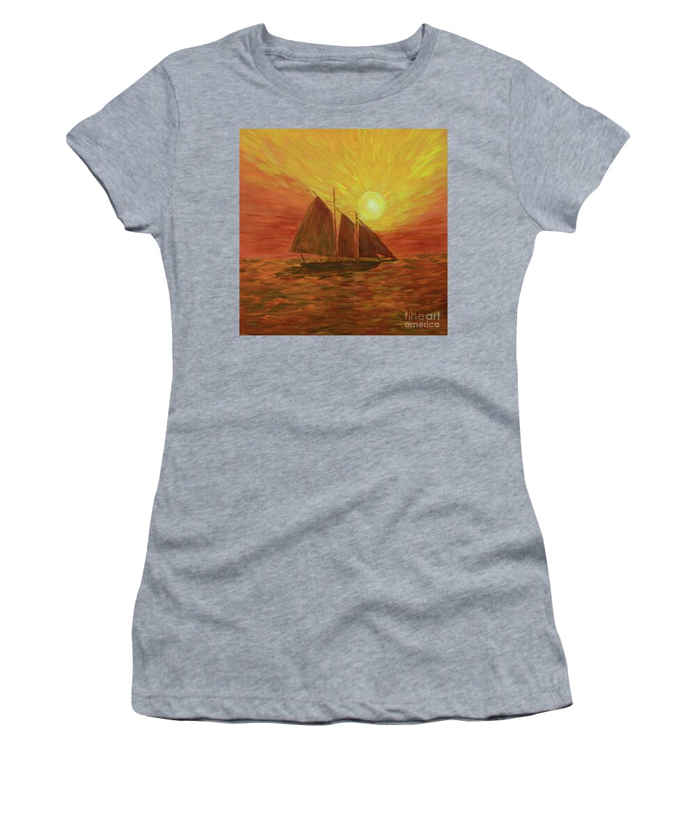 Sailing Women's T-Shirt featuring the painting Key West Sailing by Aicy Karbstein