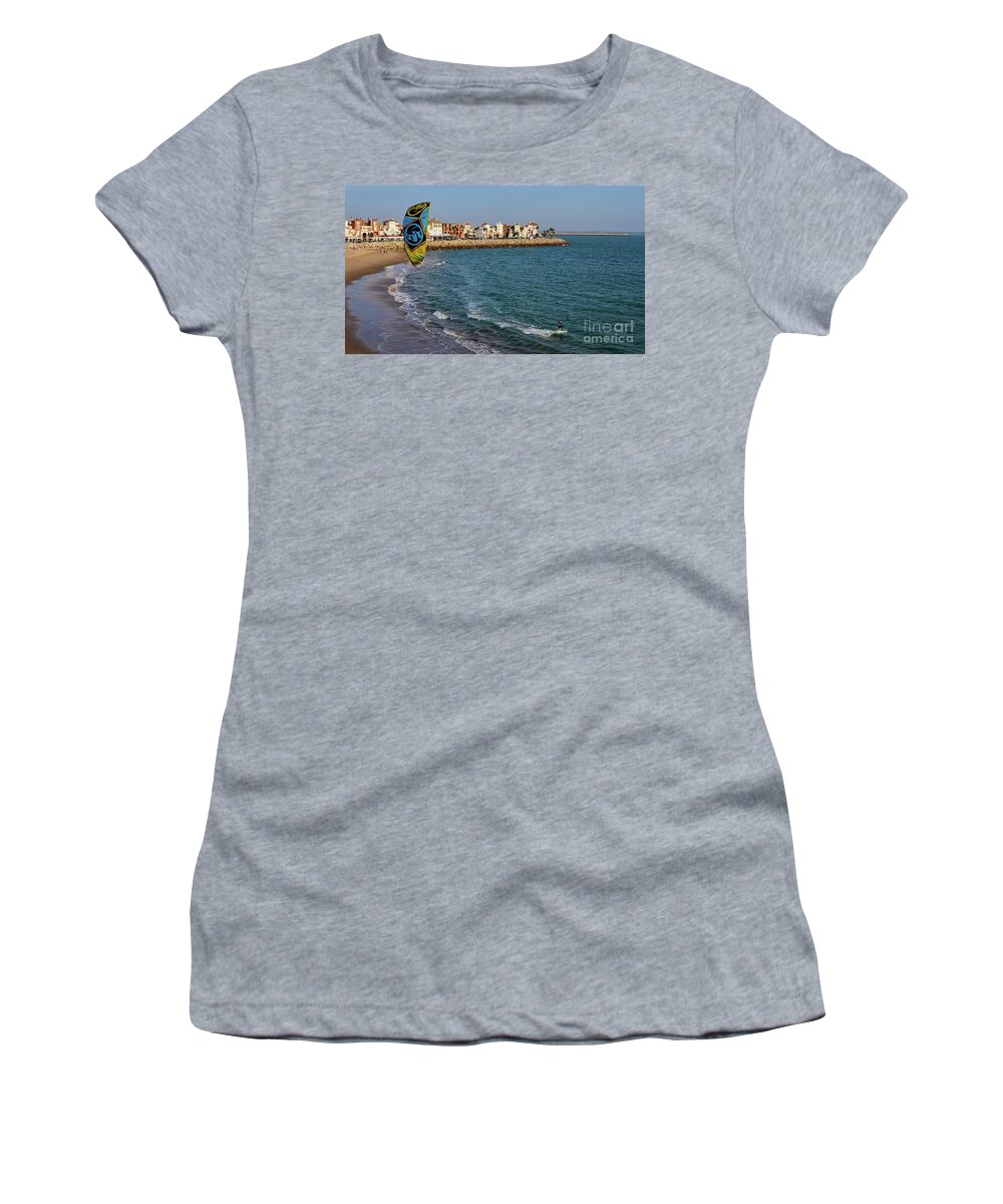 City Women's T-Shirt featuring the photograph Kite Surfing at Fuerte Ciudad Beach by Pablo Avanzini
