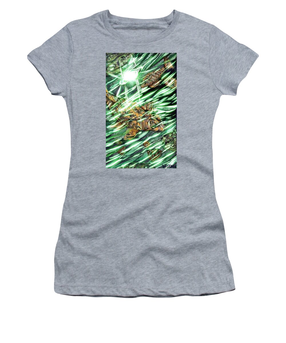 Koi Women's T-Shirt featuring the digital art Koi Movements Second Version by Angela Weddle