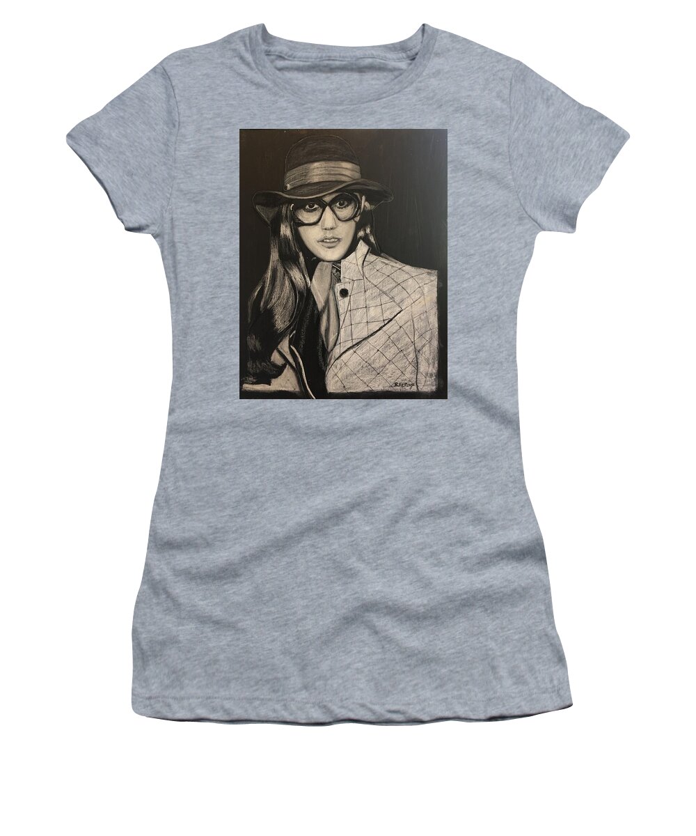Lady Women's T-Shirt featuring the pastel Lady with a Hat by Richard Le Page