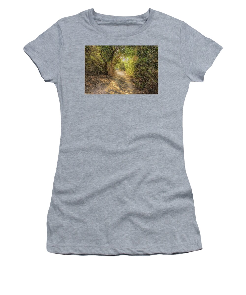 Trail Women's T-Shirt featuring the photograph Lake Calavera Trail by Alison Frank