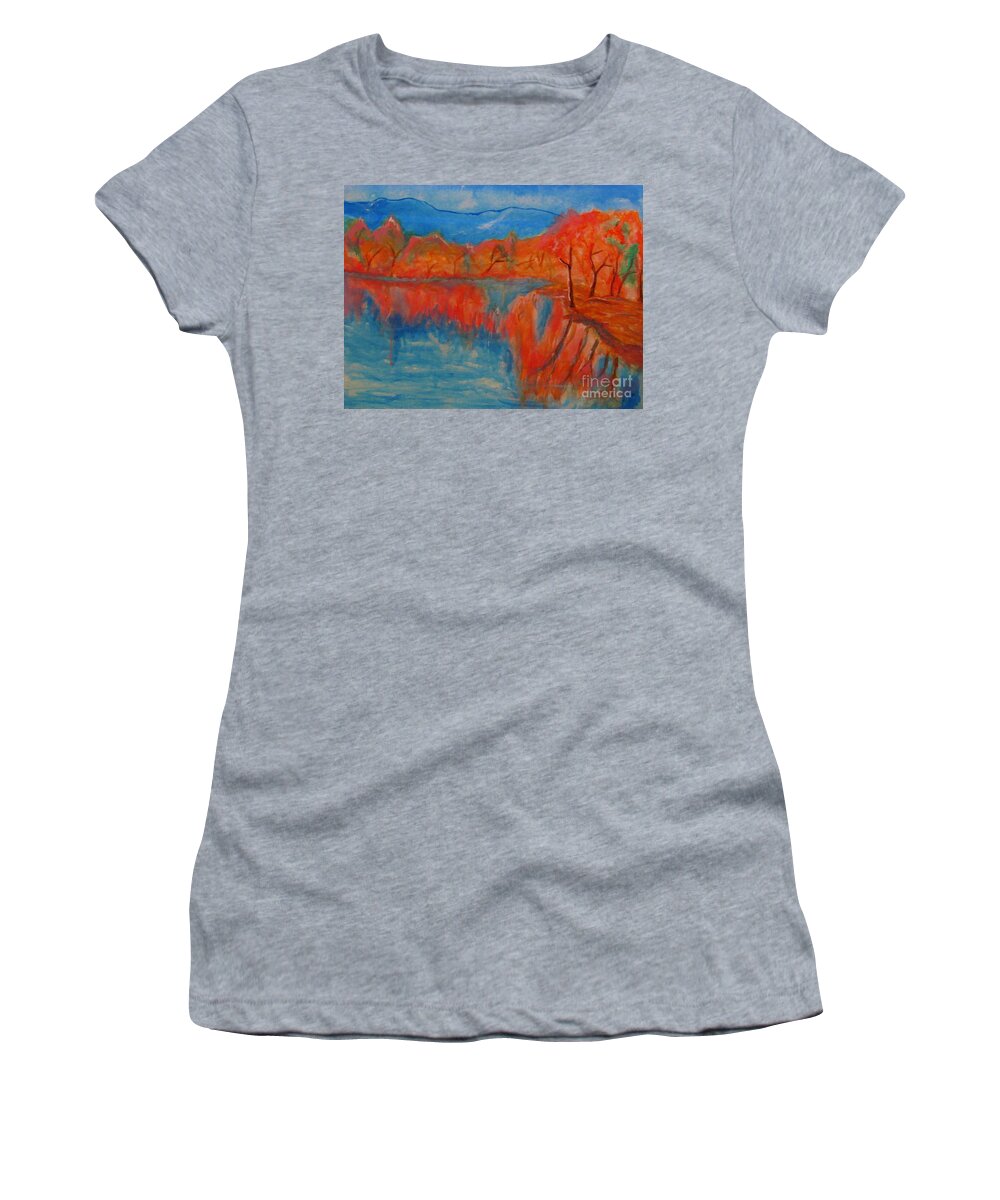 Lake Women's T-Shirt featuring the painting Lake Mirror by Stanley Morganstein
