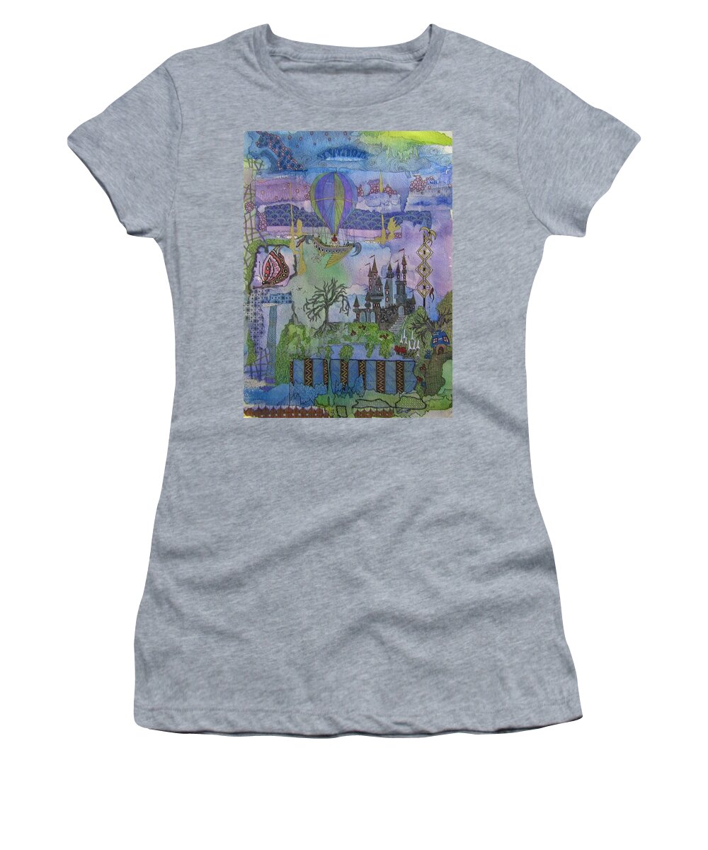 Fantasy Women's T-Shirt featuring the painting Land of Wonder by Anita Hillsley