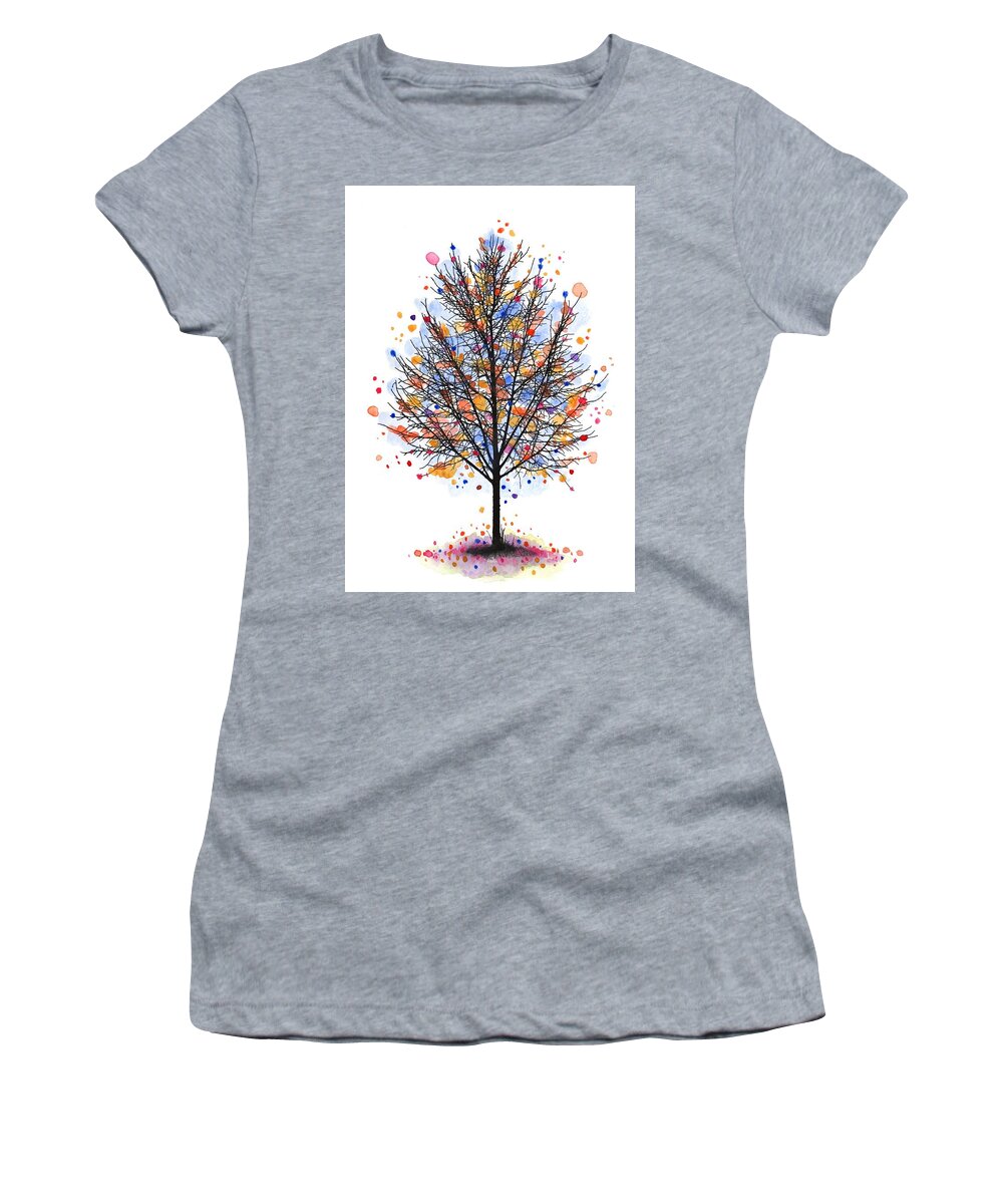 Tree Women's T-Shirt featuring the mixed media Landscape 470 Tree by Lucie Dumas