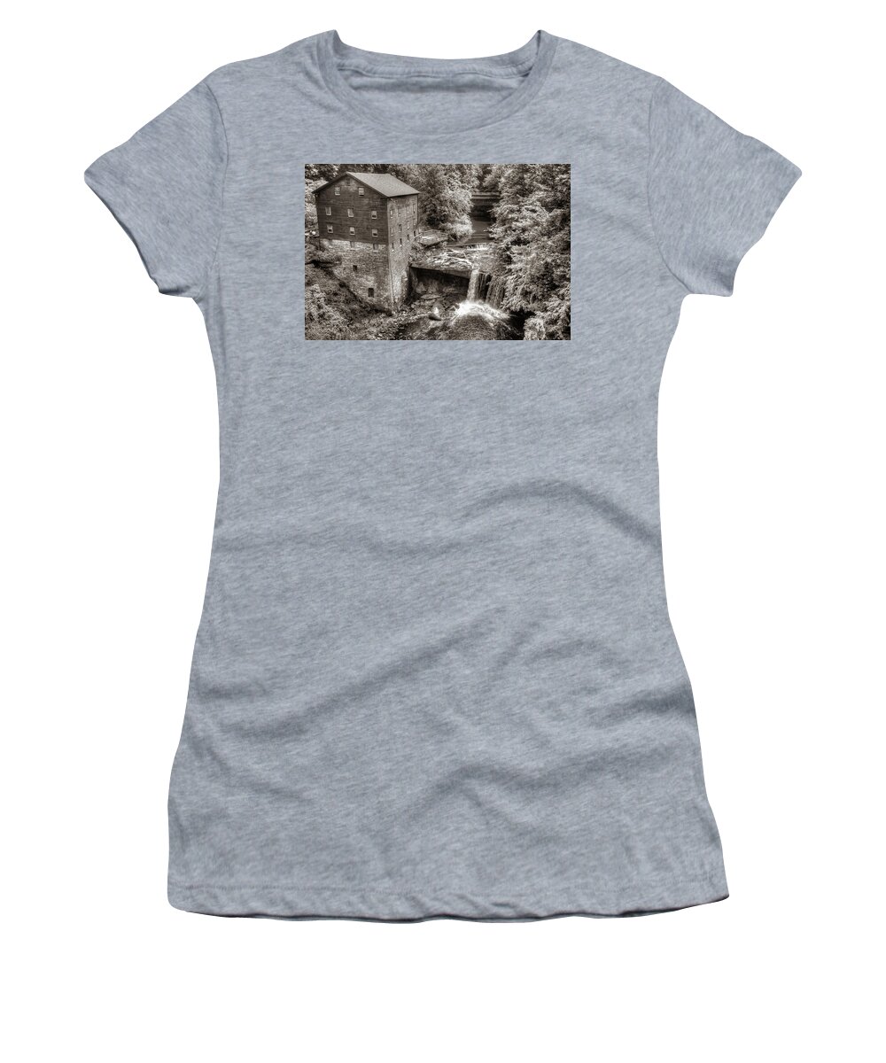 America Women's T-Shirt featuring the photograph Lanterman's Mill Scenic Overlook - Youngstown Northeast Ohio by Gregory Ballos