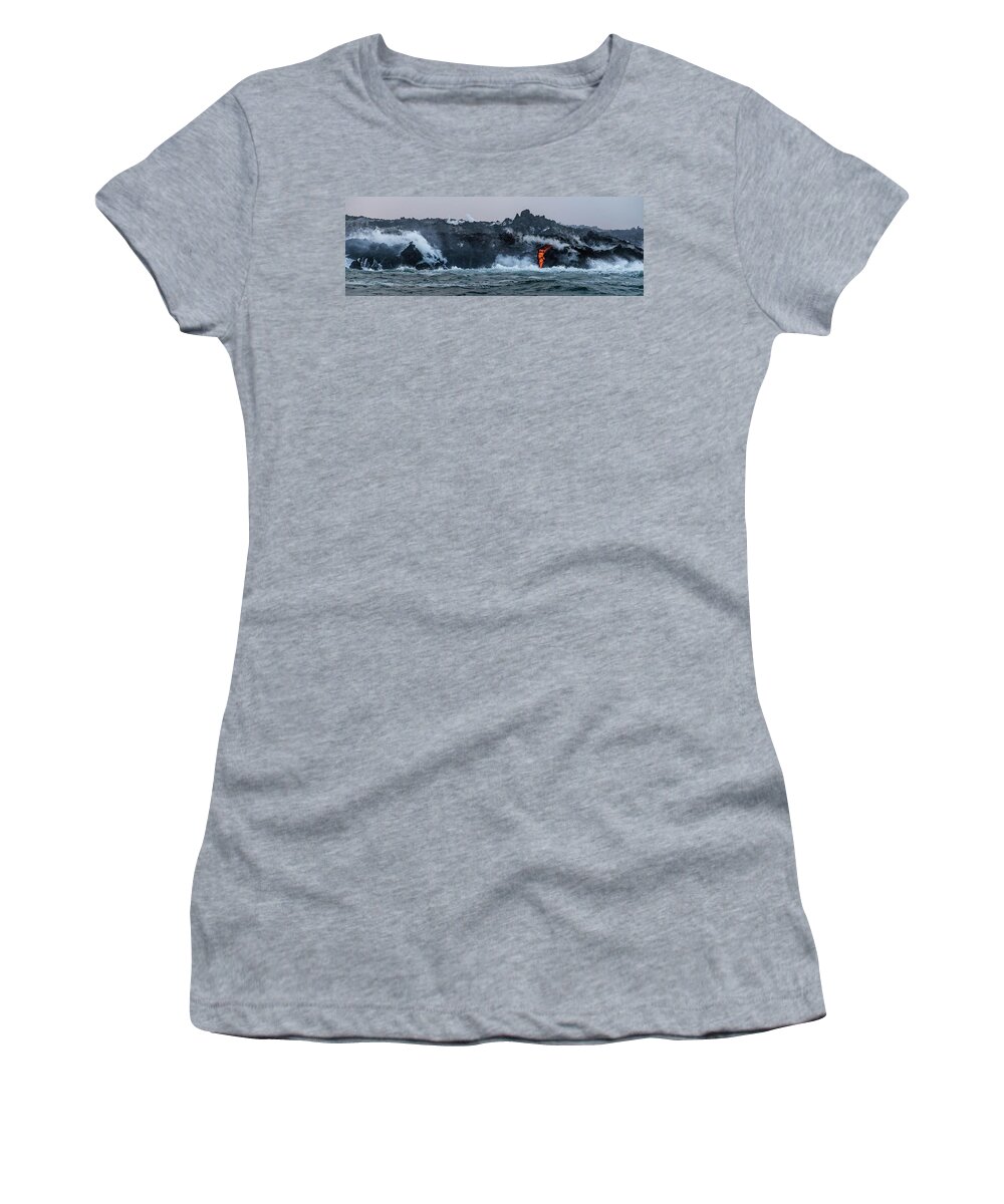 Lava Women's T-Shirt featuring the photograph Lava Entering the Sea III by William Dickman