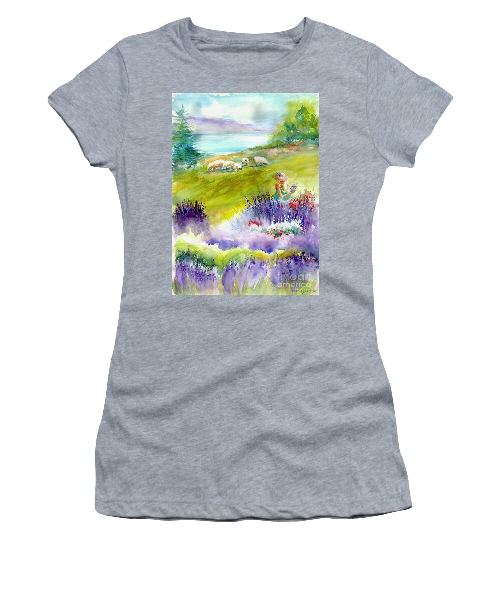 Lavender Women's T-Shirt featuring the painting Lavender Festival by Christy Lemp