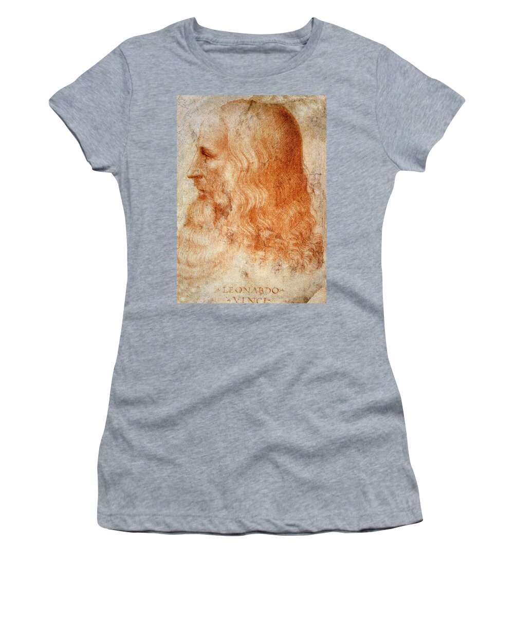 Leonardo Da Vinci Women's T-Shirt featuring the painting Leonardo da Vinci by Francesco Melzi
