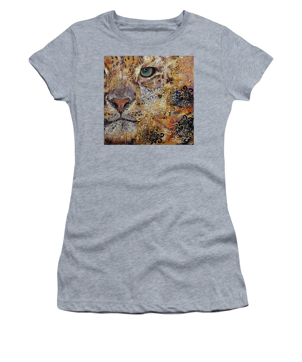 Cat Women's T-Shirt featuring the painting Leopard Dynasty by Michael Creese