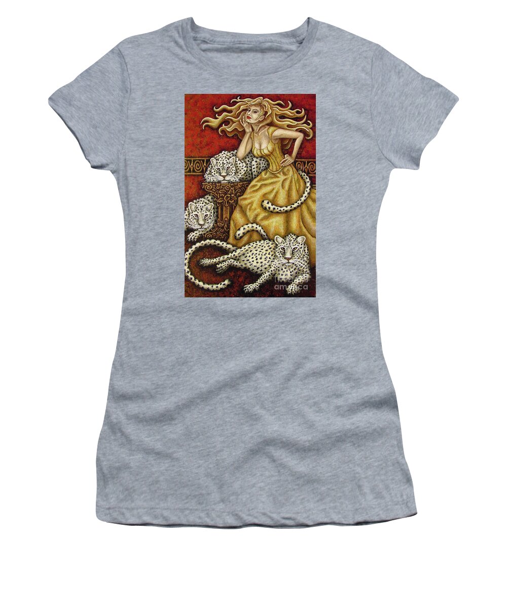 Cat Lady Women's T-Shirt featuring the painting Leopard's Lair by Amy E Fraser