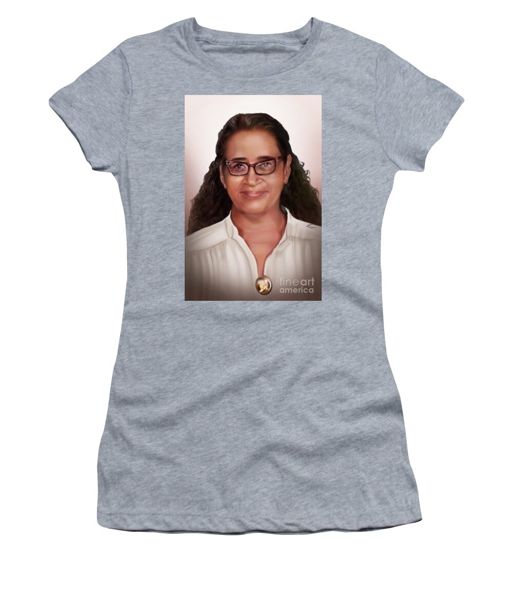 Hispanic Female Women's T-Shirt featuring the painting Lidia 3 by Reggie Duffie
