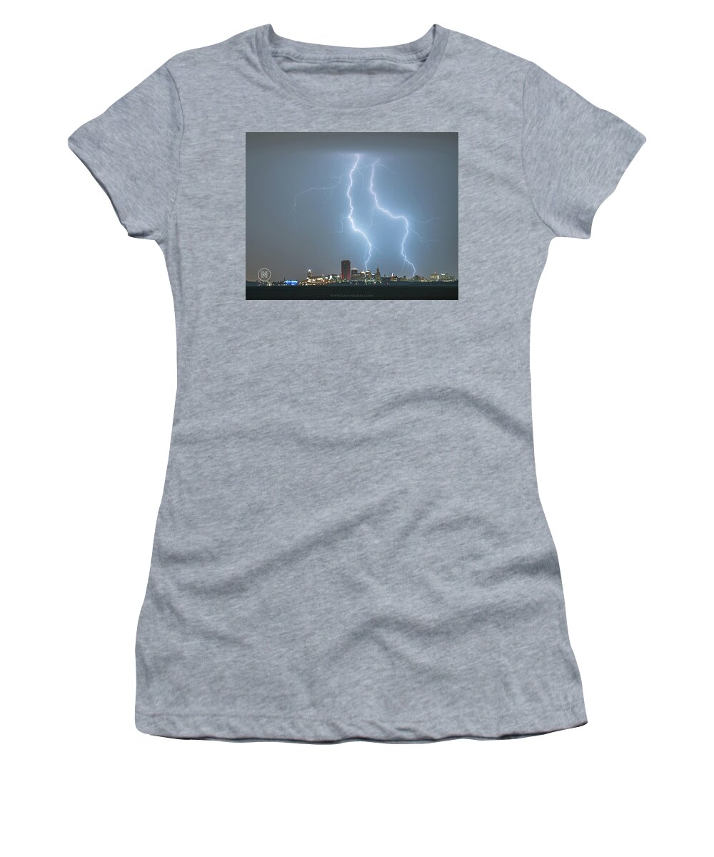 2018 Women's T-Shirt featuring the photograph Lightning Over Buffalo NY by Dave Niedbala