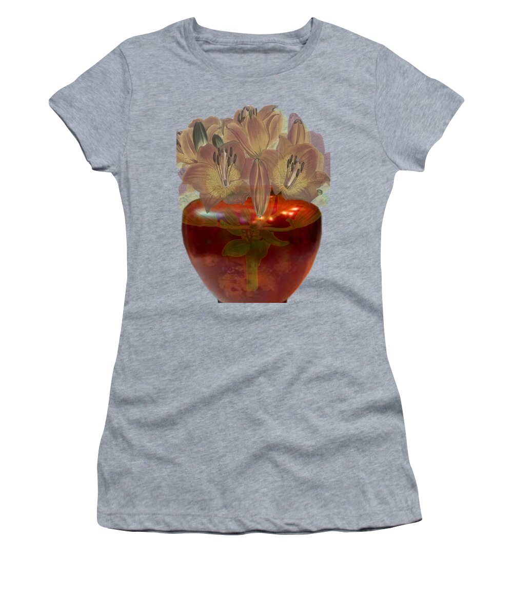  Flowers Women's T-Shirt featuring the digital art Lily in Vase by Asok Mukhopadhyay