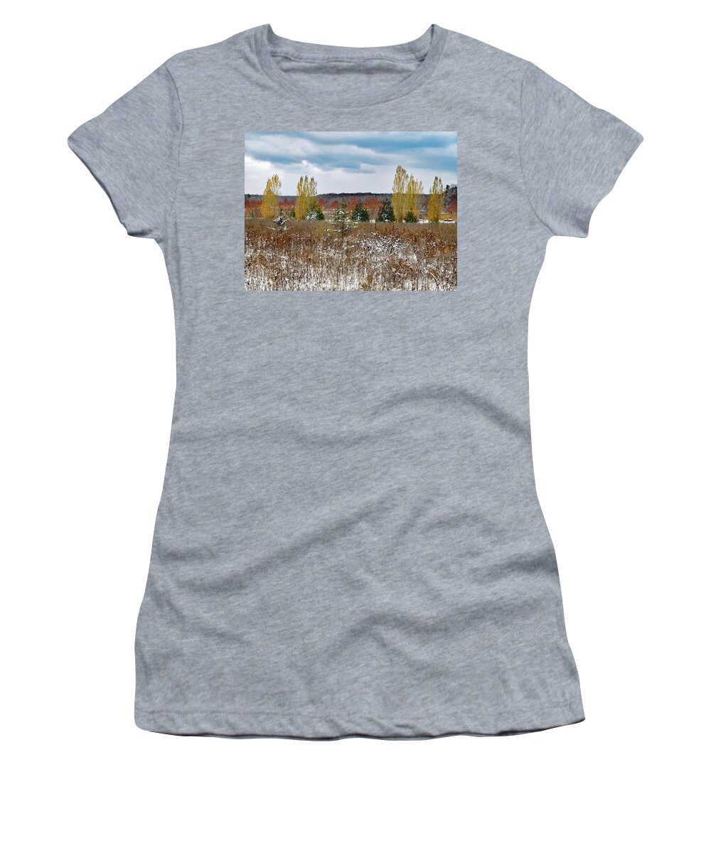Fall Colors Women's T-Shirt featuring the photograph Lingering Fall Colors by David T Wilkinson