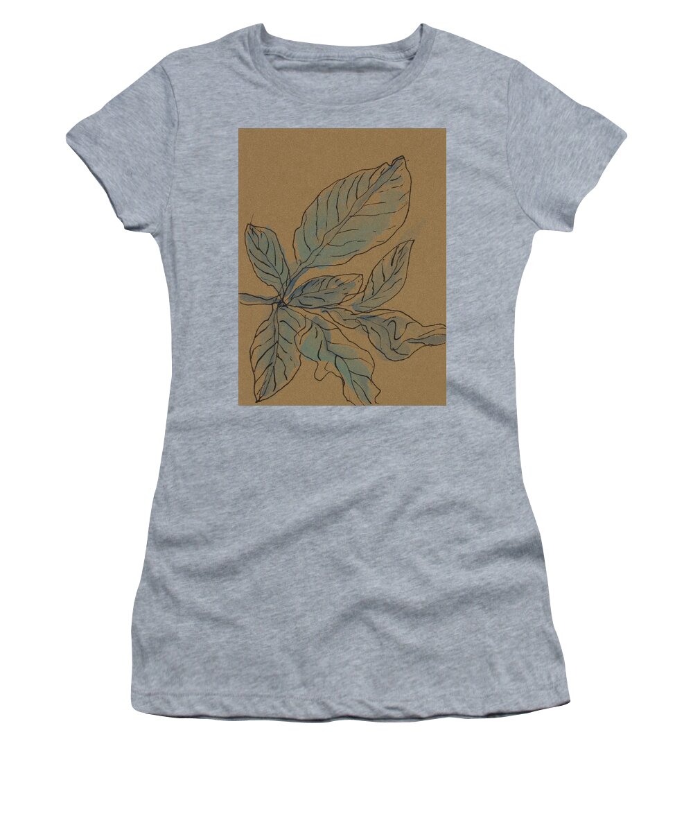 Botanical & Floral+leaves+lodge & Woodland Women's T-Shirt featuring the painting Little Plants Of Big Sur Xiii by Rob Delamater